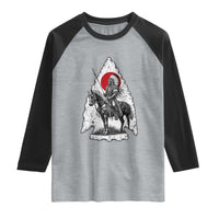 Vintage Native American Warrior Raglan Shirt Horse Rider Feather Headdress Graphic