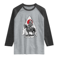 Vintage Native American Warrior Raglan Shirt Horse Rider Feather Headdress Graphic