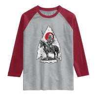 Vintage Native American Warrior Raglan Shirt Horse Rider Feather Headdress Graphic