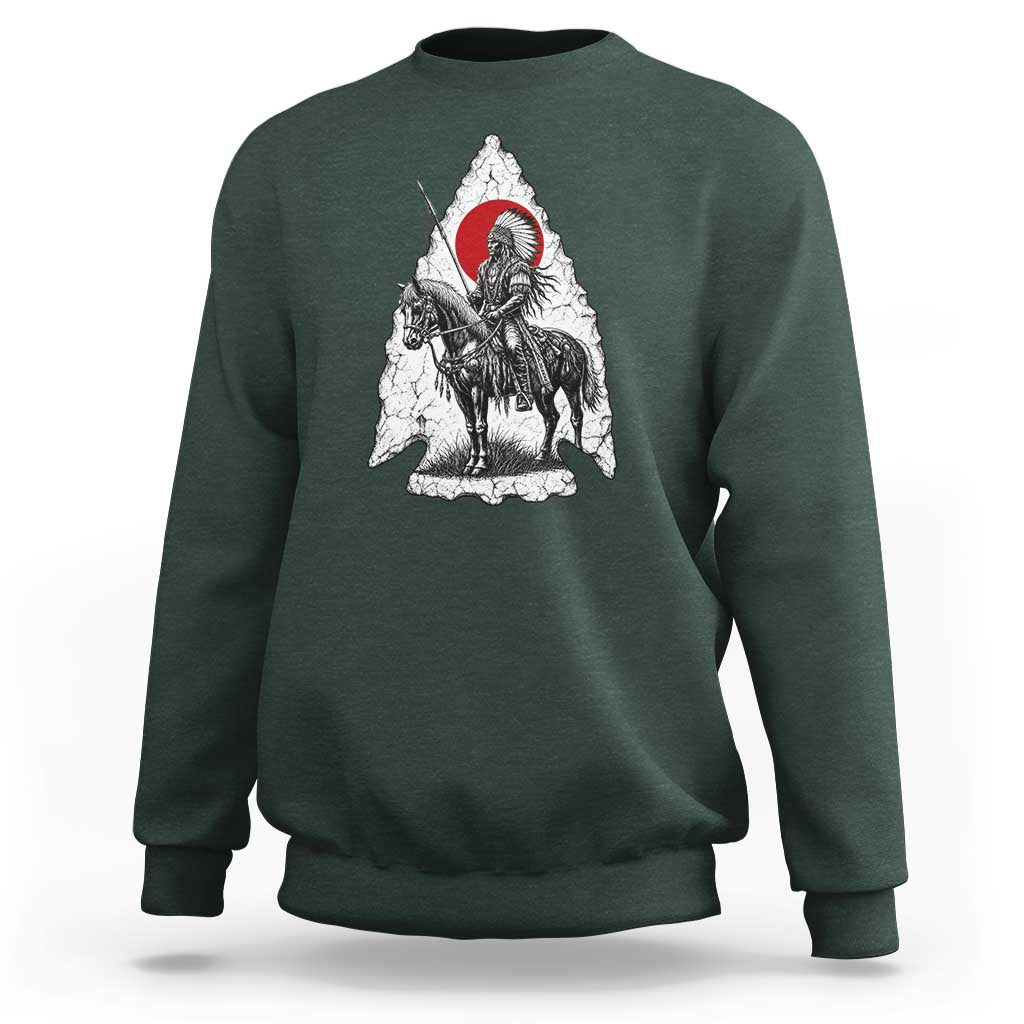 Vintage Native American Warrior Sweatshirt Horse Rider Feather Headdress Graphic