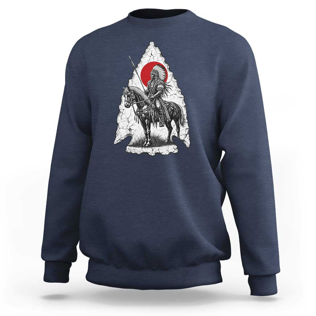 Vintage Native American Warrior Sweatshirt Horse Rider Feather Headdress Graphic