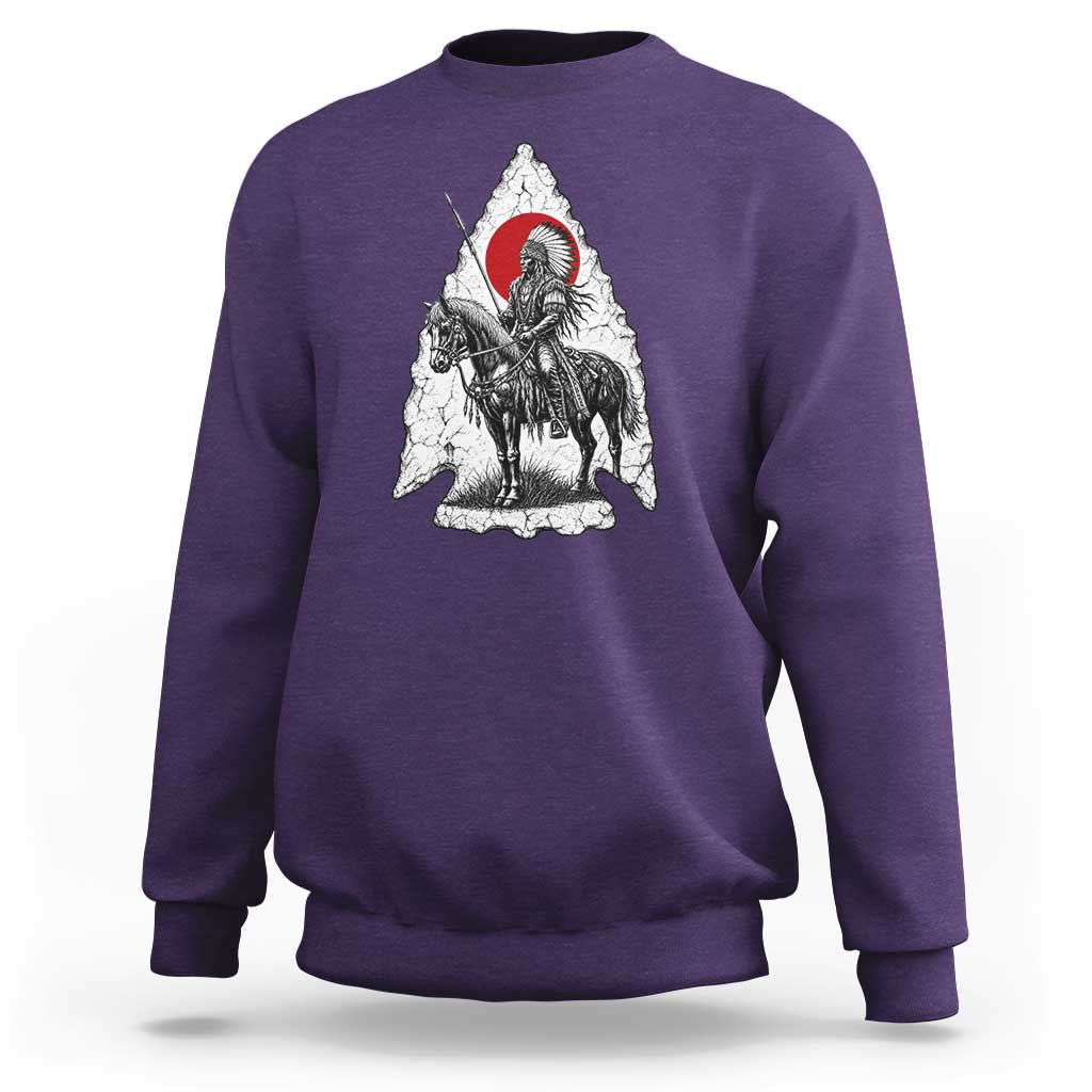 Vintage Native American Warrior Sweatshirt Horse Rider Feather Headdress Graphic