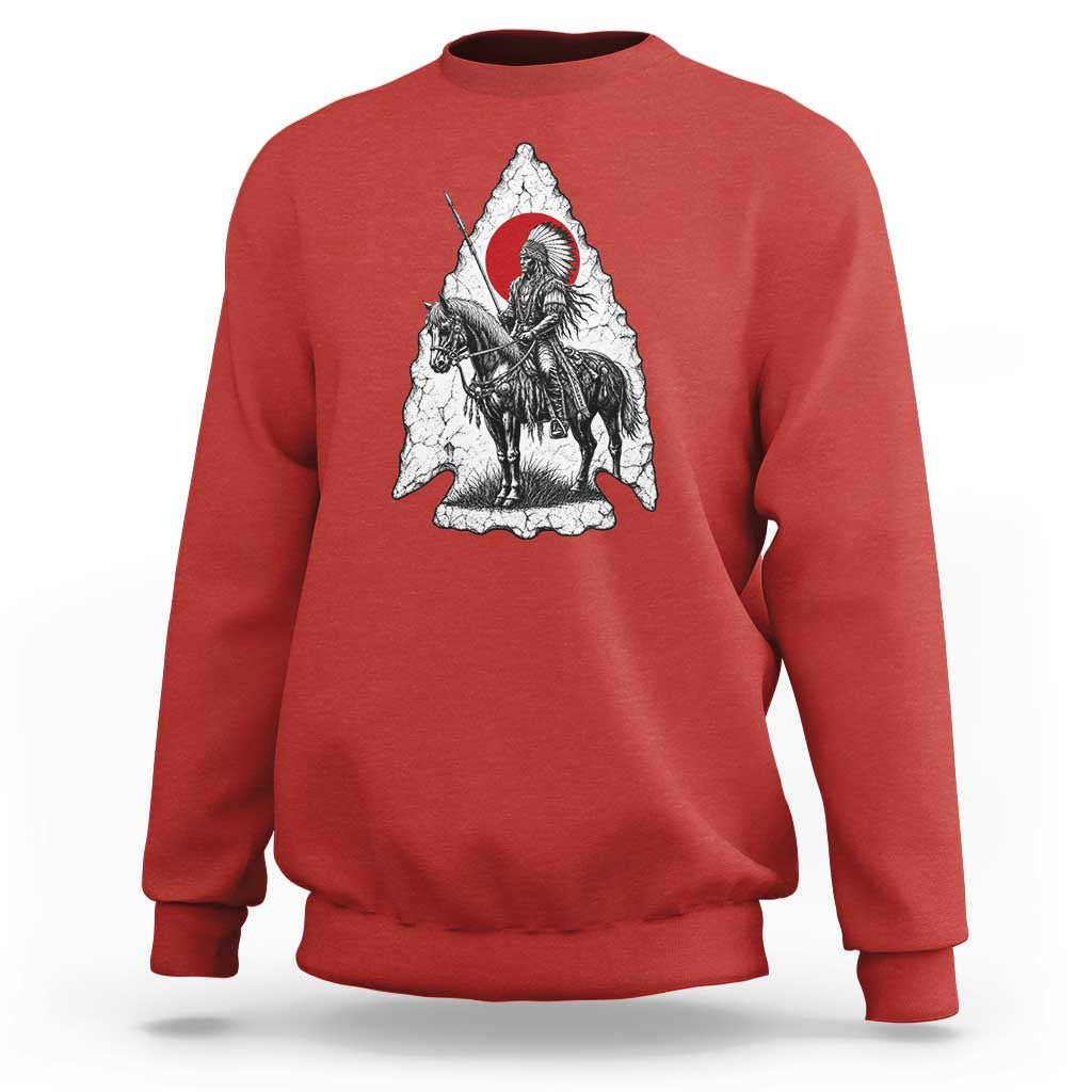 Vintage Native American Warrior Sweatshirt Horse Rider Feather Headdress Graphic