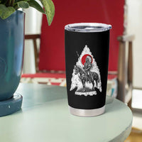 Vintage Native American Warrior Tumbler Cup Horse Rider Feather Headdress Graphic