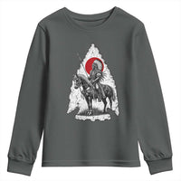 Vintage Native American Warrior Youth Sweatshirt Horse Rider Feather Headdress Graphic