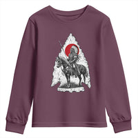 Vintage Native American Warrior Youth Sweatshirt Horse Rider Feather Headdress Graphic