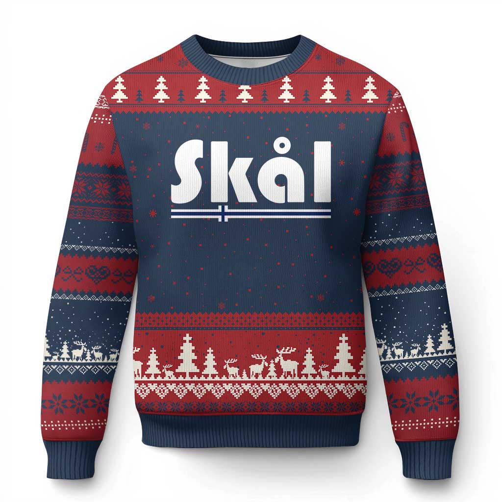 Vintage Norway Norge Skål Flag Graphic Ugly Christmas Sweater Proud Norwegian Fan