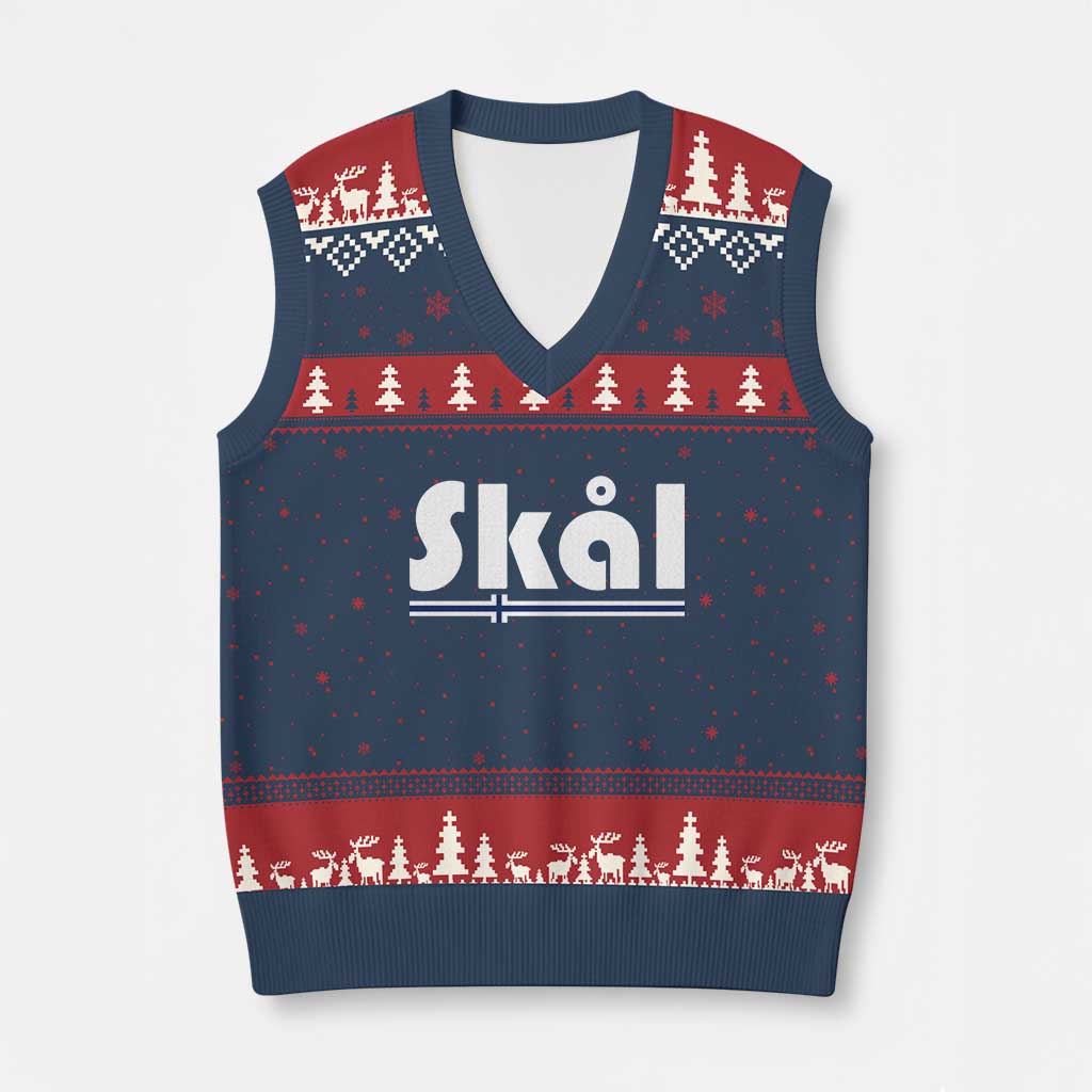 Vintage Norway Norge Skål Flag Graphic V-Neck Knit Sweater Vest Proud Norwegian Fan