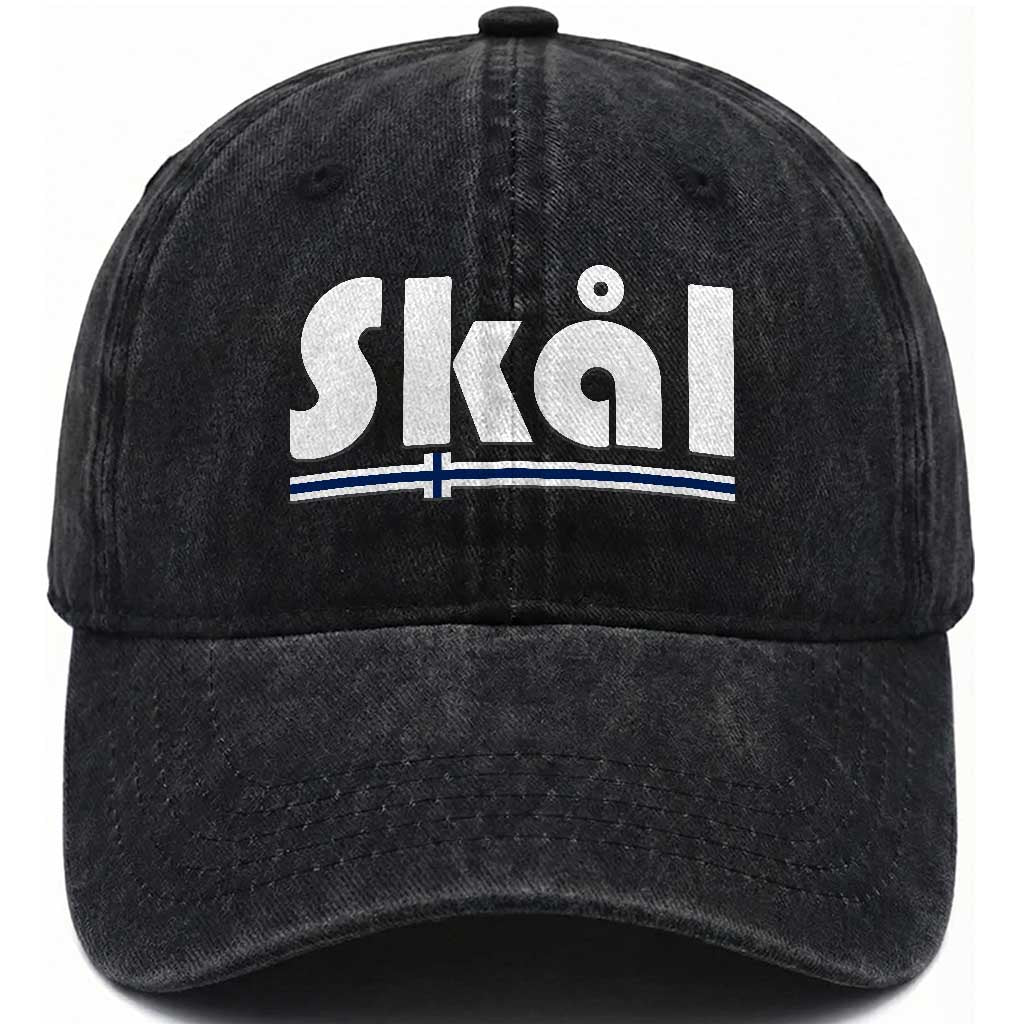 Vintage Norway Norge Skål Flag Graphic Washed Cotton Baseball Cap Proud Norwegian Fan