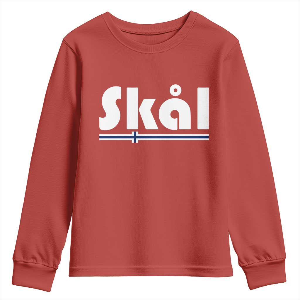 Vintage Norway Norge Skål Flag Graphic Youth Sweatshirt Proud Norwegian Fan