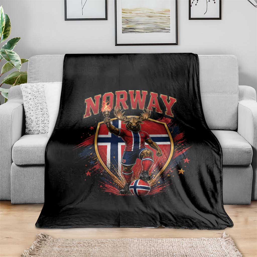 Funny Norway Norwegian Moose Throw Blanket Soccer Fan Game Day Gift