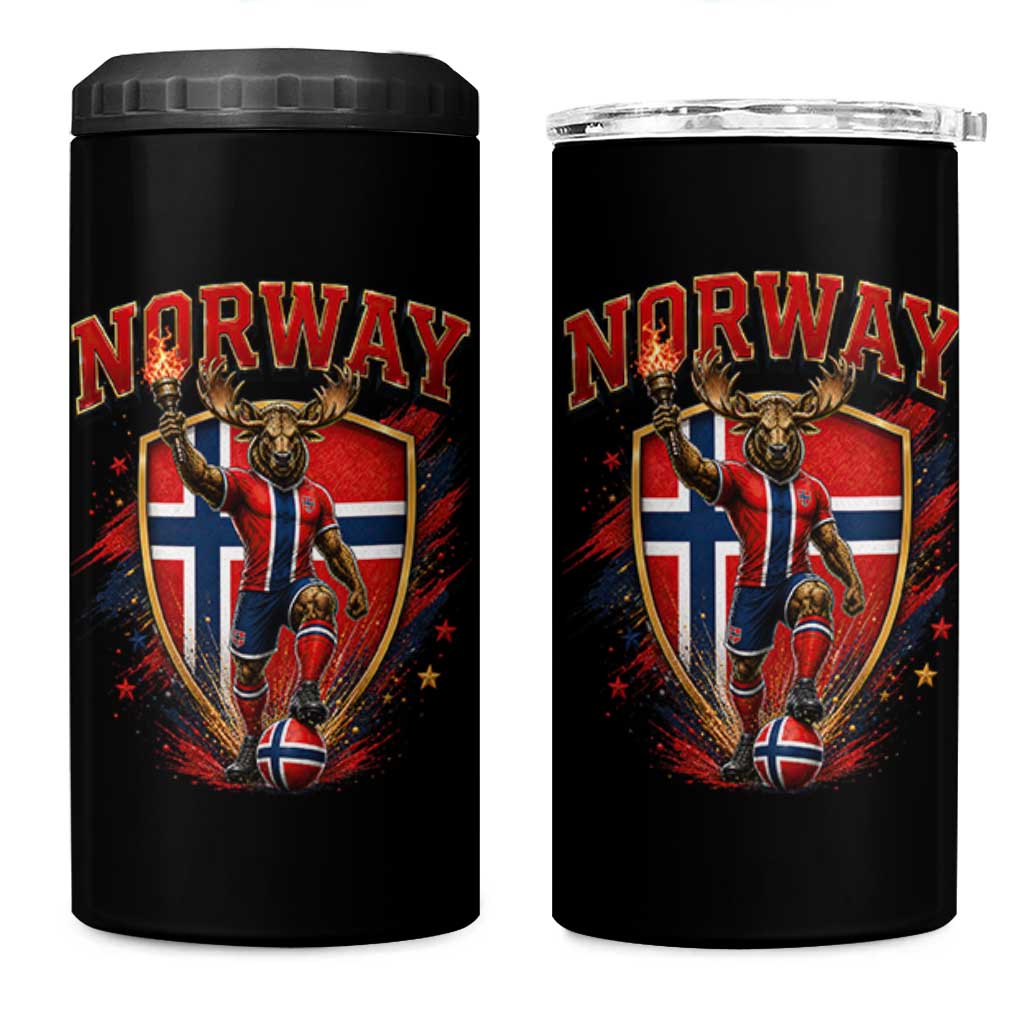 Funny Norway Norwegian Moose 4 in 1 Can Cooler Tumbler Soccer Fan Game Day Gift