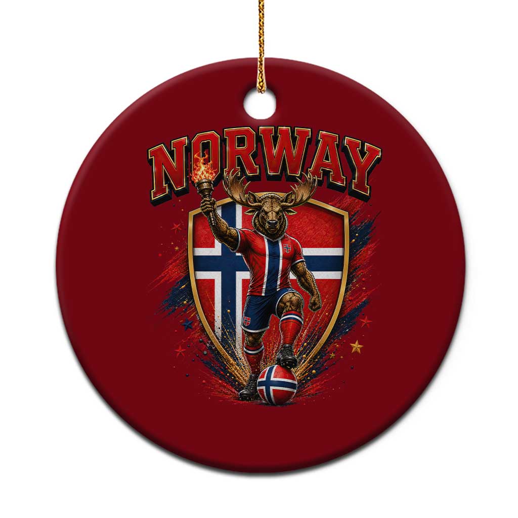 Funny Norway Norwegian Moose Ceramic Ornament Soccer Fan Game Day Gift