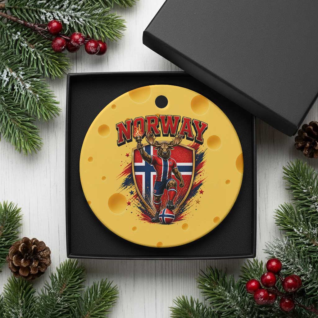 Funny Norway Norwegian Moose Ceramic Ornament Soccer Fan Game Day Gift