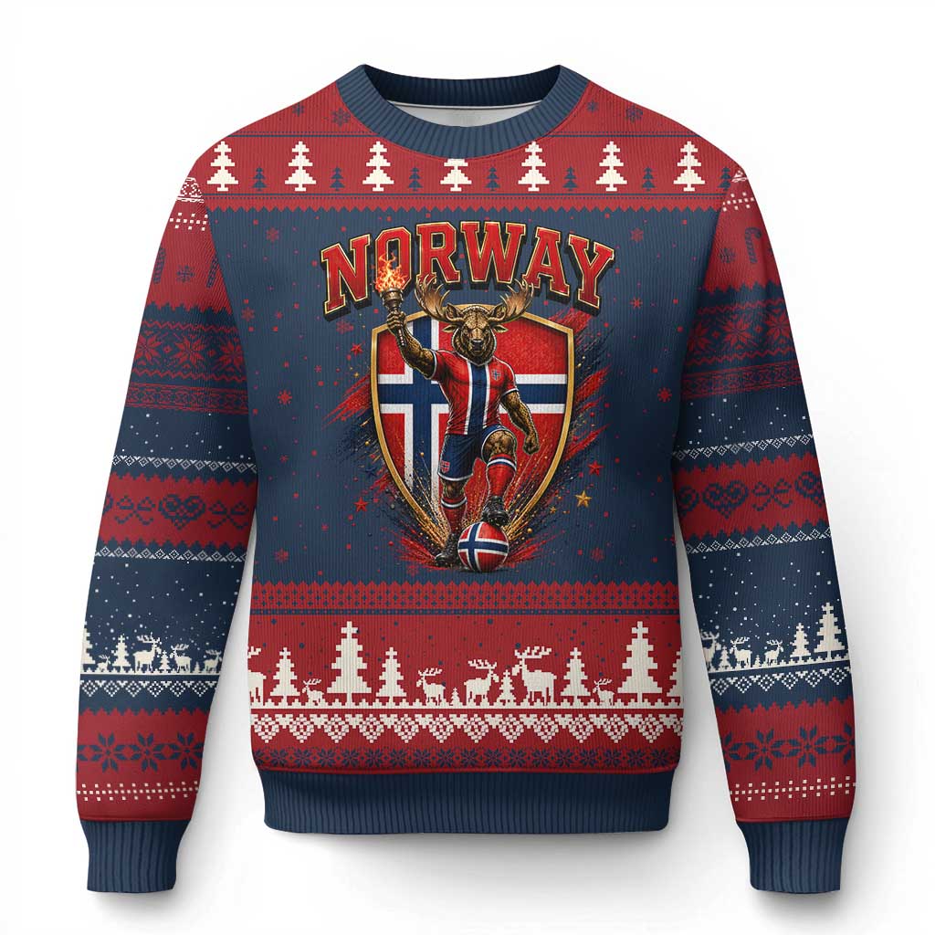 Funny Norway Norwegian Moose Ugly Christmas Sweater Soccer Fan Game Day Gift