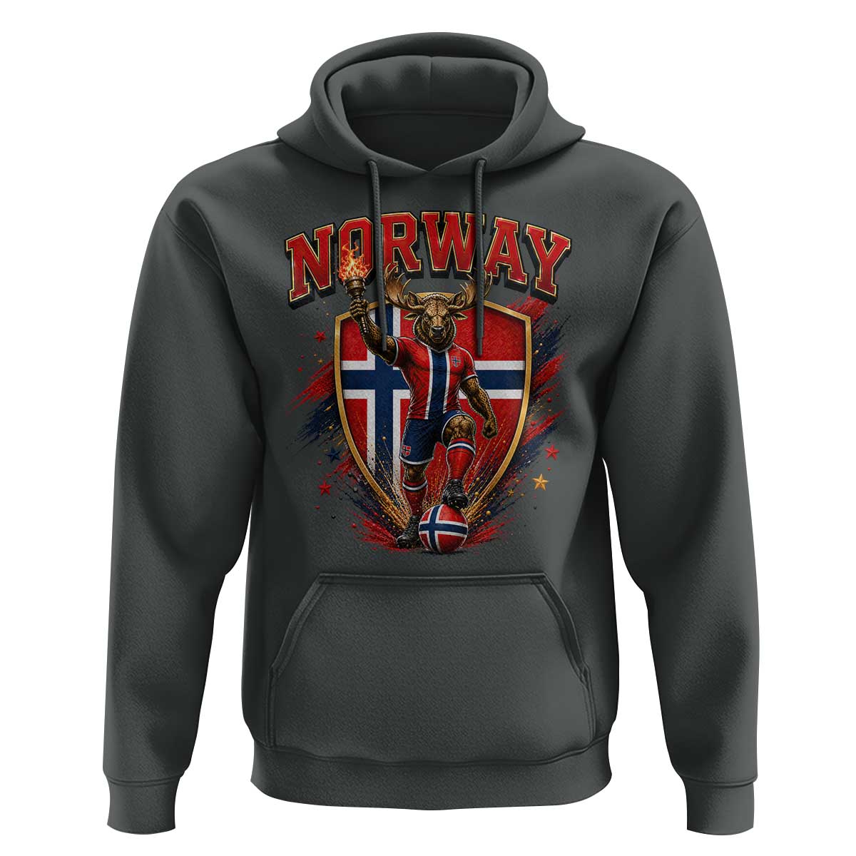 Funny Norway Norwegian Moose Hoodie Soccer Fan Game Day Gift
