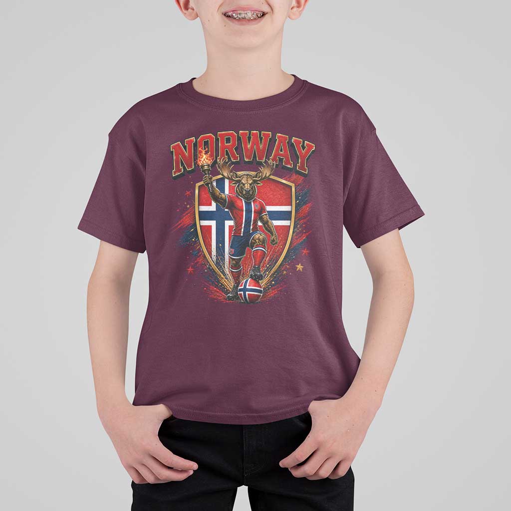 Funny Norway Norwegian Moose T Shirt For Kid Soccer Fan Game Day Gift