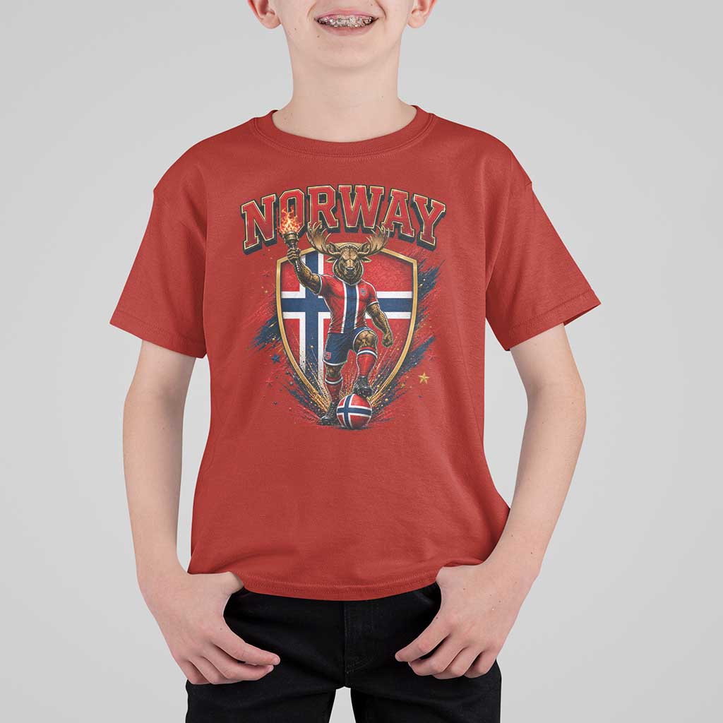 Funny Norway Norwegian Moose T Shirt For Kid Soccer Fan Game Day Gift