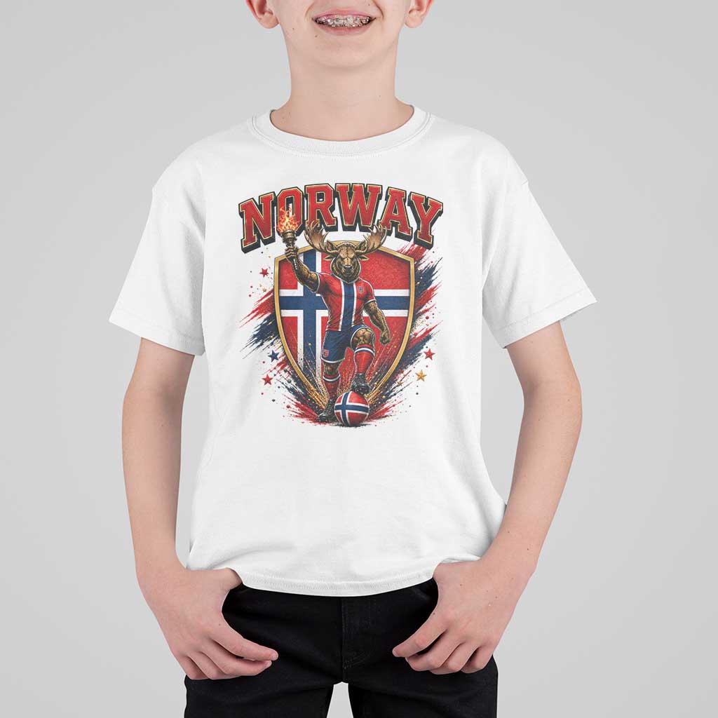 Funny Norway Norwegian Moose T Shirt For Kid Soccer Fan Game Day Gift