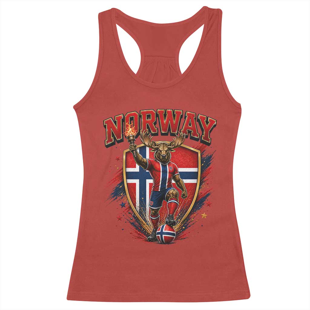Funny Norway Norwegian Moose Racerback Tank Top Soccer Fan Game Day Gift