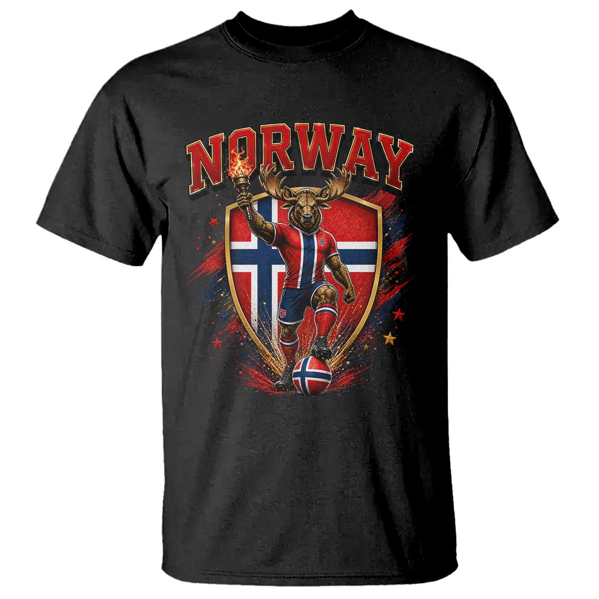 Funny Norway Norwegian Moose T Shirt Soccer Fan Game Day Gift