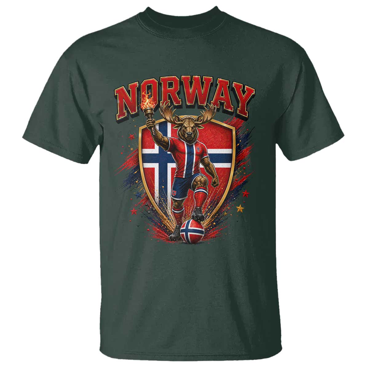 Funny Norway Norwegian Moose T Shirt Soccer Fan Game Day Gift