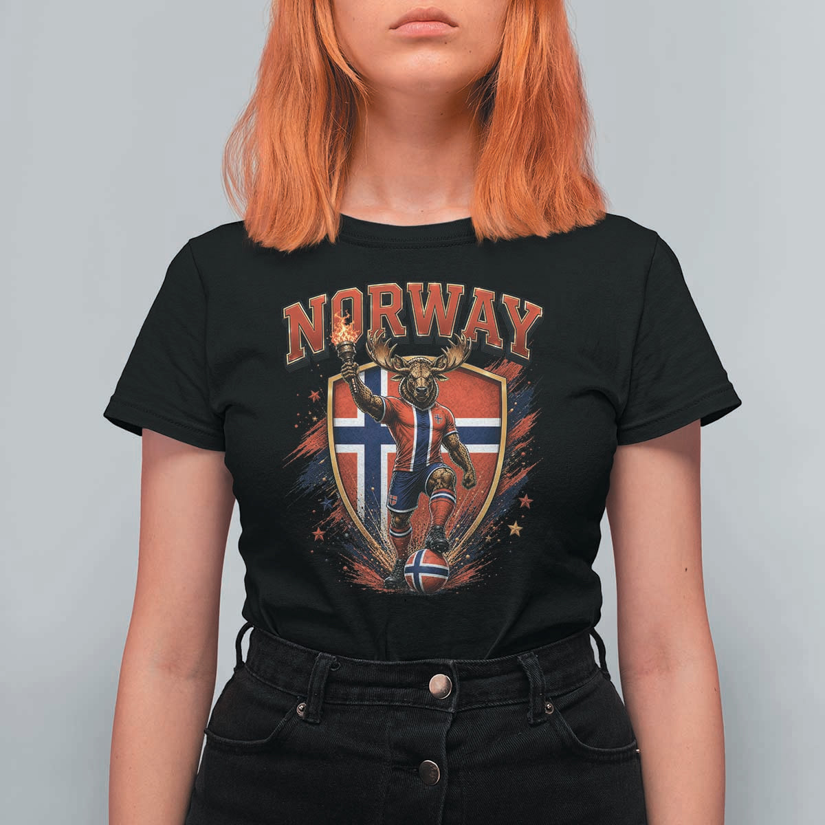 Funny Norway Norwegian Moose T Shirt For Women Soccer Fan Game Day Gift