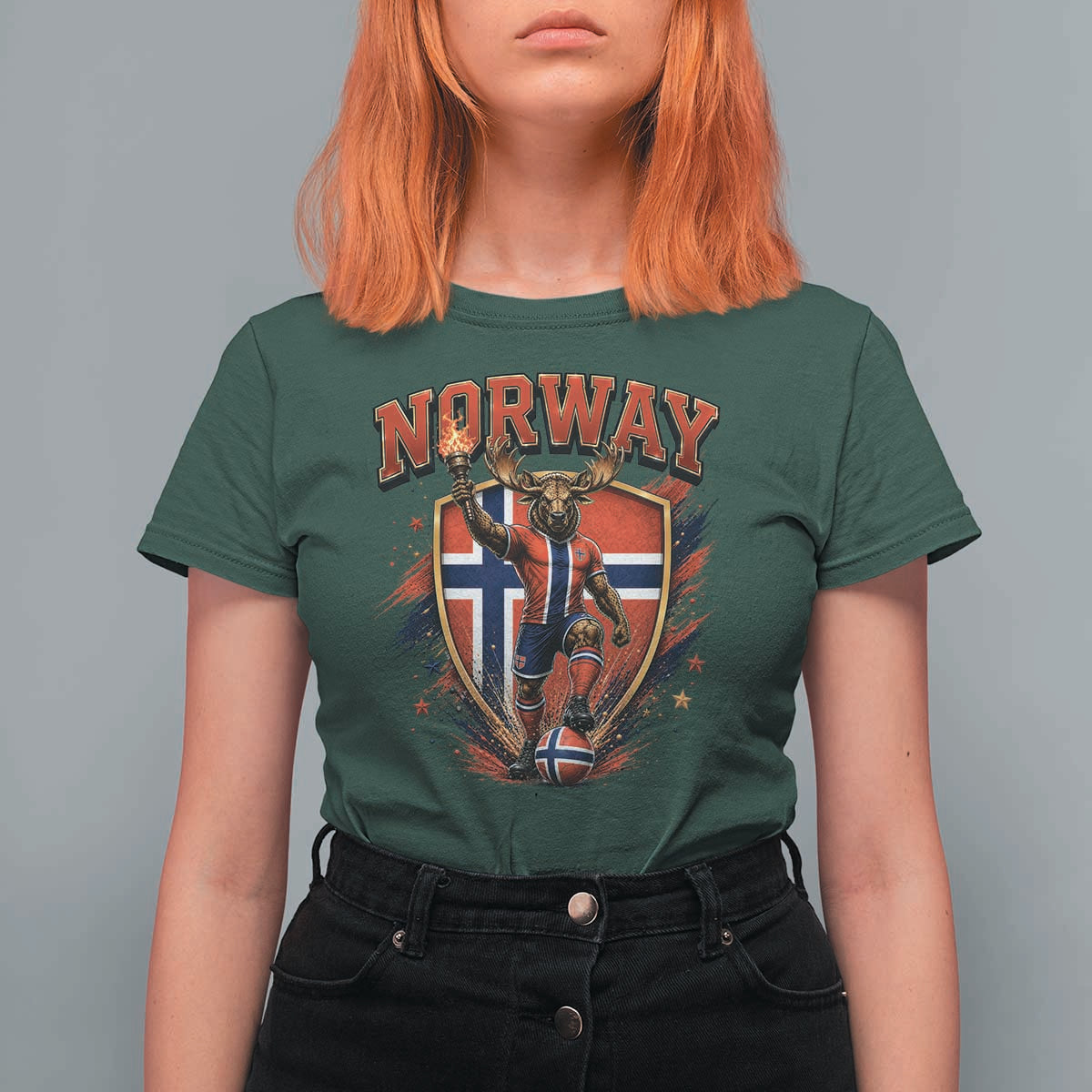 Funny Norway Norwegian Moose T Shirt For Women Soccer Fan Game Day Gift