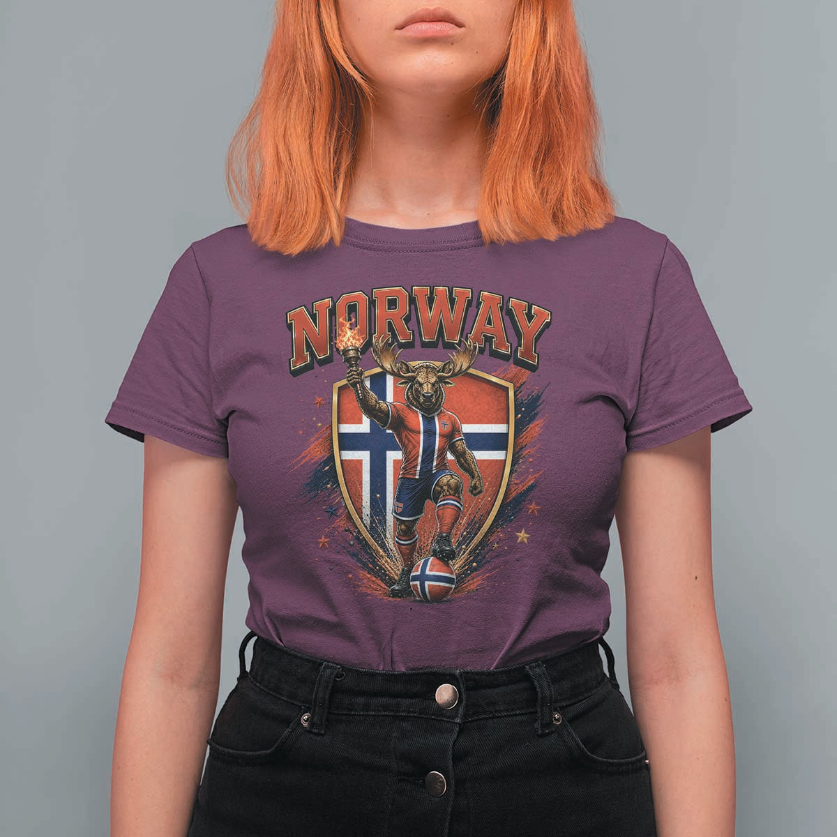 Funny Norway Norwegian Moose T Shirt For Women Soccer Fan Game Day Gift