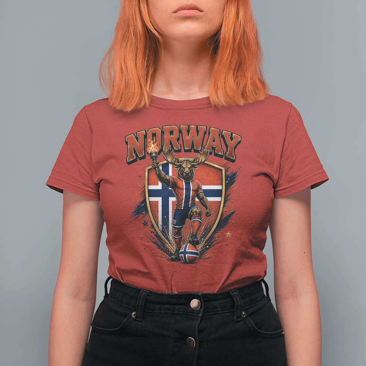Funny Norway Norwegian Moose T Shirt For Women Soccer Fan Game Day Gift
