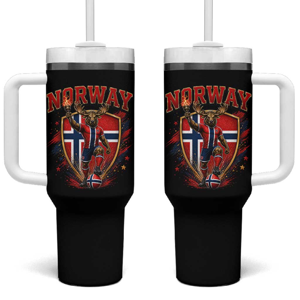 Funny Norway Norwegian Moose Tumbler With Handle Soccer Fan Game Day Gift