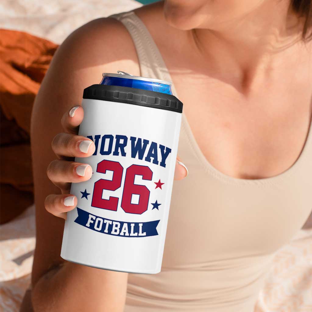 Vintage Norway Fotball 4 in 1 Can Cooler Tumbler Norwegian Flag Game Day Fan Gift