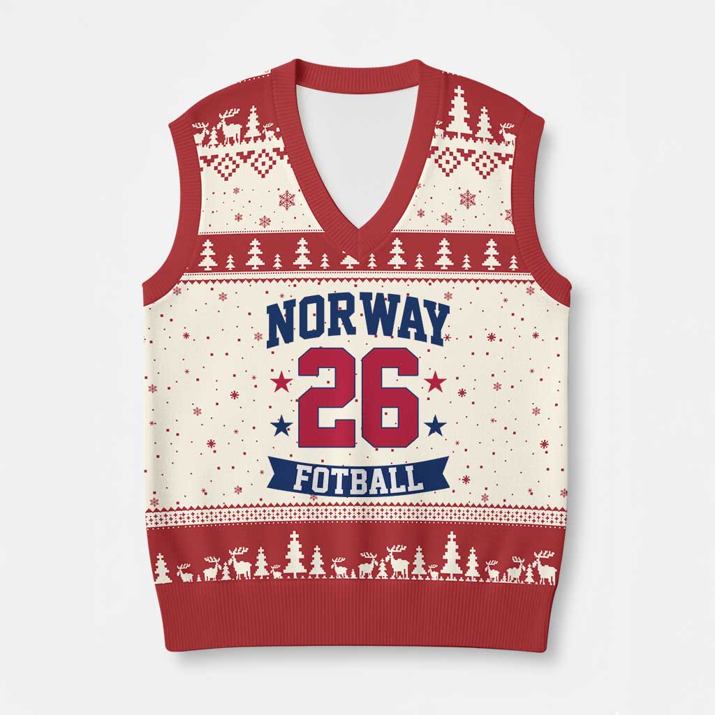 Vintage Norway Fotball V-Neck Knit Sweater Vest Norwegian Flag Game Day Fan Gift