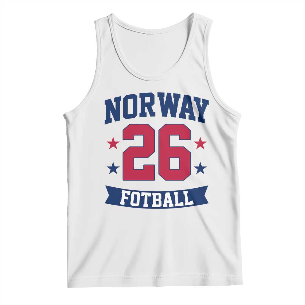 Vintage Norway Fotball Tank Top Norwegian Flag Game Day Fan Gift