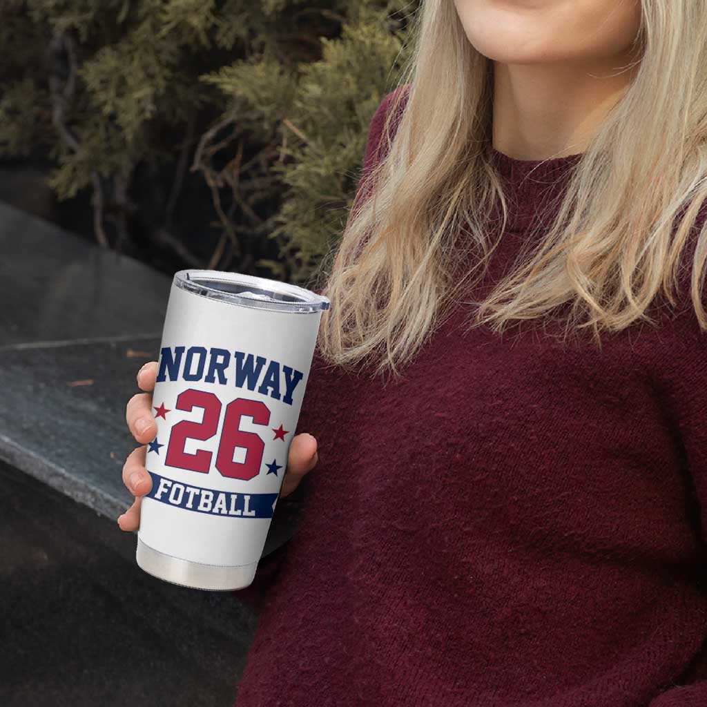 Vintage Norway Fotball Tumbler Cup Norwegian Flag Game Day Fan Gift