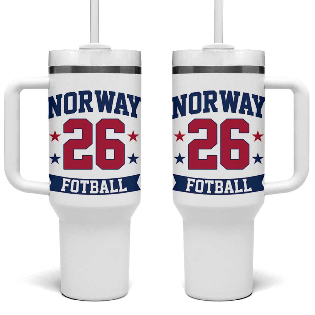 Vintage Norway Fotball Tumbler With Handle Norwegian Flag Game Day Fan Gift