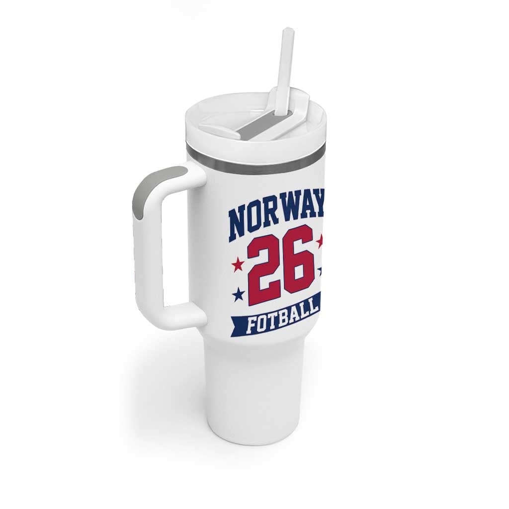 Vintage Norway Fotball Tumbler With Handle Norwegian Flag Game Day Fan Gift