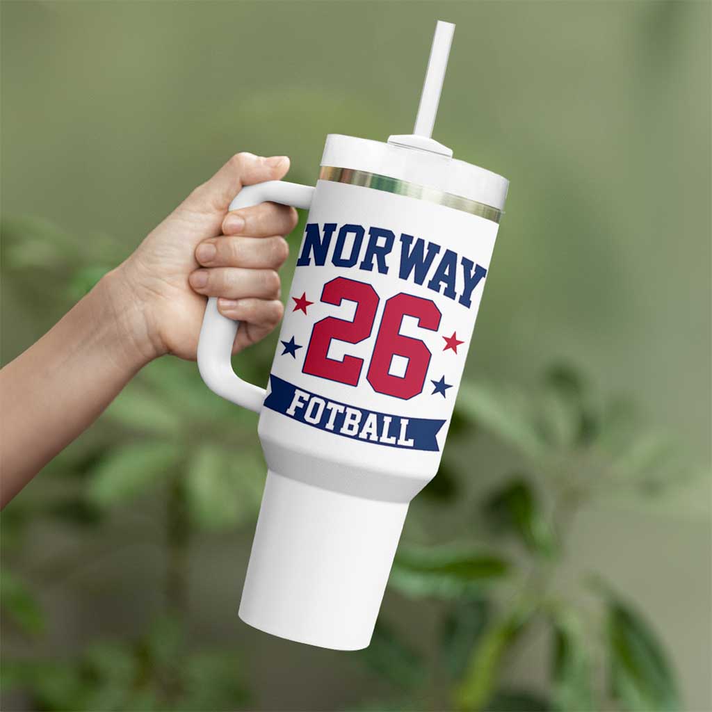 Vintage Norway Fotball Tumbler With Handle Norwegian Flag Game Day Fan Gift