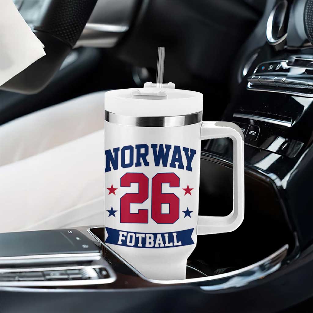 Vintage Norway Fotball Tumbler With Handle Norwegian Flag Game Day Fan Gift