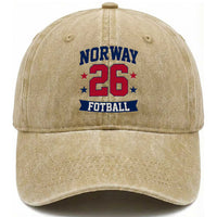 Vintage Norway Fotball Washed Cotton Baseball Cap Norwegian Flag Game Day Fan Gift