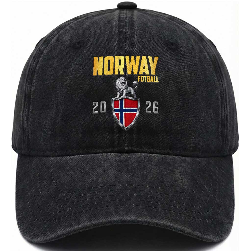 Vintage Norway Fotball Norwegian Supporter Gift Washed Cotton Baseball Cap