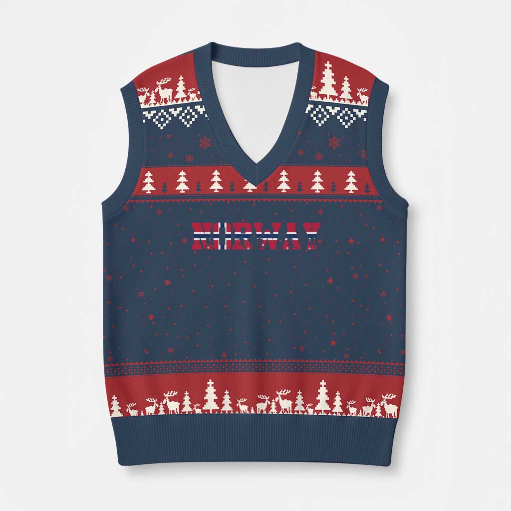 Vintage Norway Fotball V-Neck Knit Sweater Vest Scandinavian Pride Fan Gift