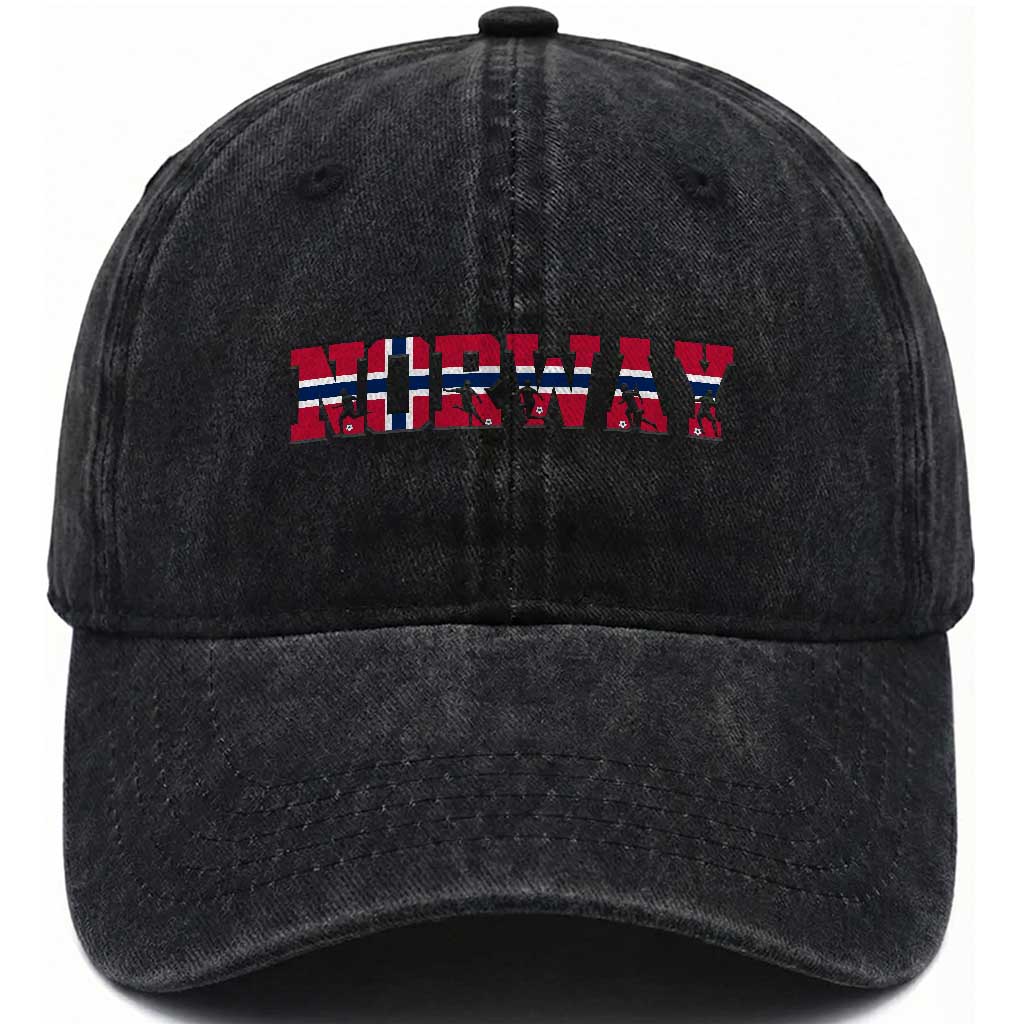Vintage Norway Fotball Washed Cotton Baseball Cap Scandinavian Pride Fan Gift