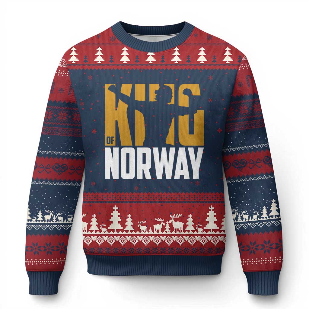 King Of Norway Football Ugly Christmas Sweater Proud Norwegian Supporter Fan