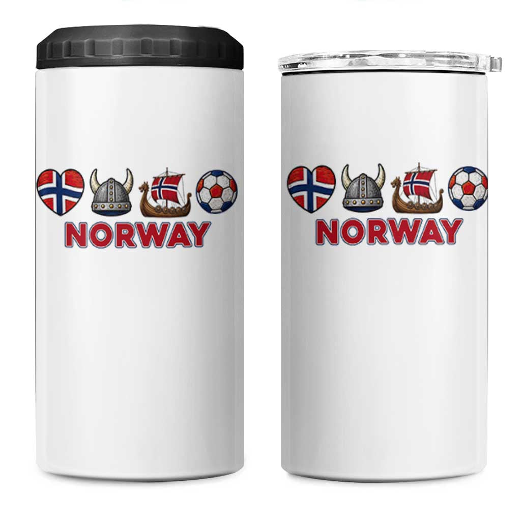 Norwegian Pride 4 in 1 Can Cooler Tumbler Norway Soccer Football Supporter Gift