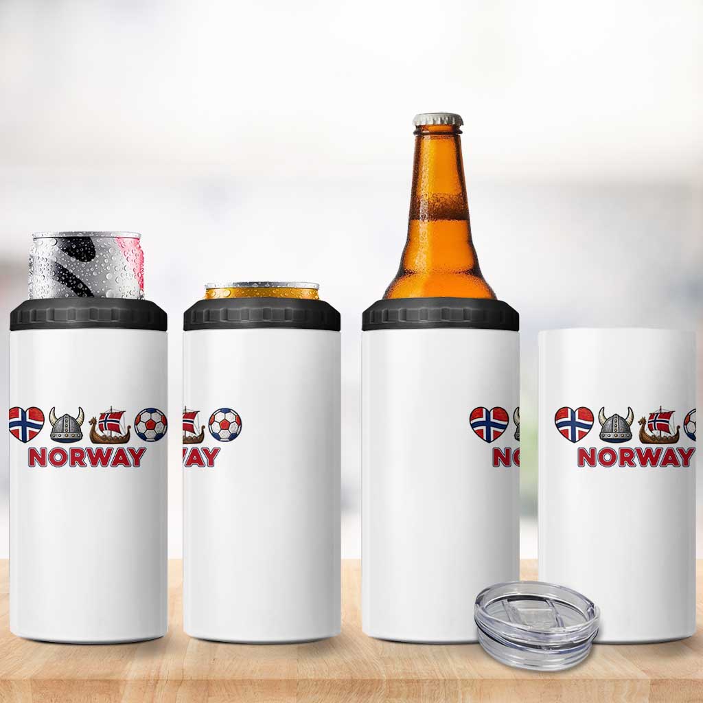 Norwegian Pride 4 in 1 Can Cooler Tumbler Norway Soccer Football Supporter Gift