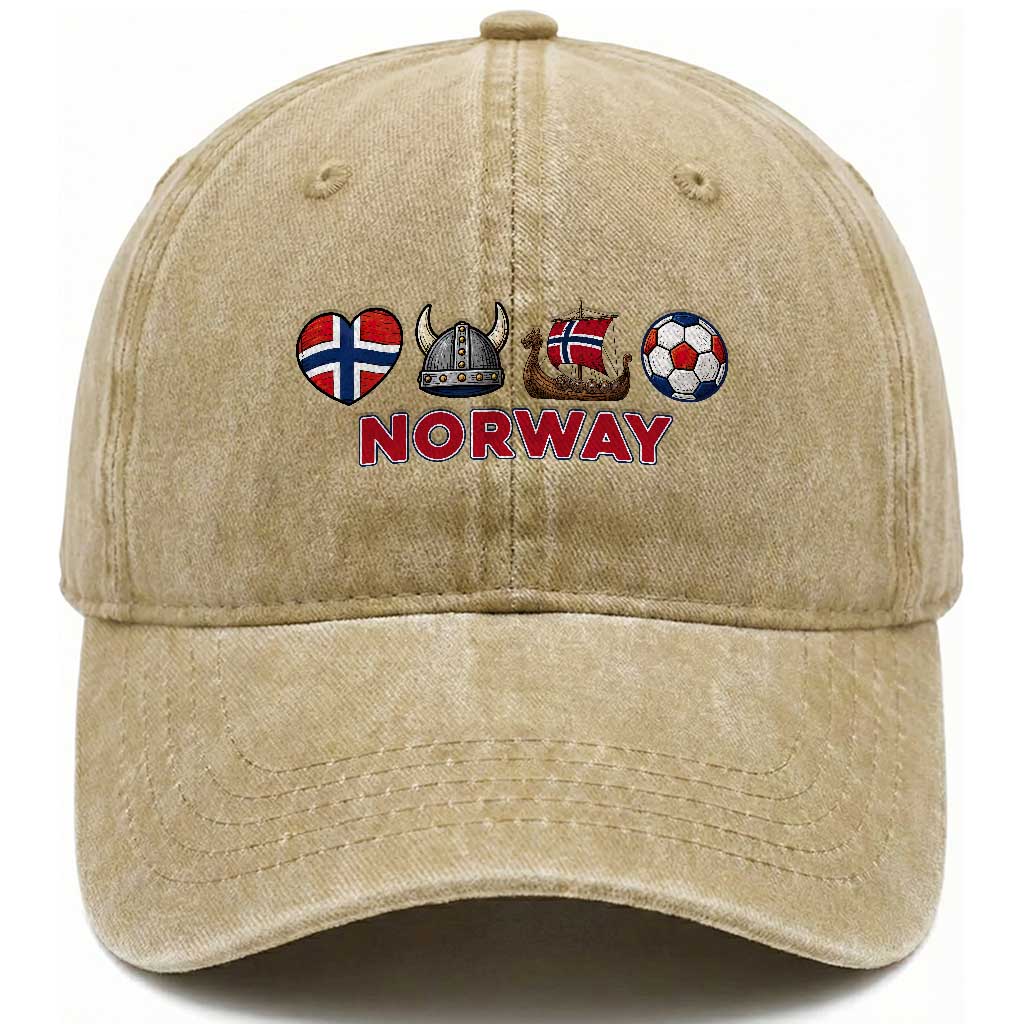 Norwegian Pride Washed Cotton Baseball Cap Norway Soccer Football Supporter Gift