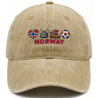Norwegian Pride Washed Cotton Baseball Cap Norway Soccer Football Supporter Gift