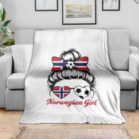 Norwegian Soccer Girl Throw Blanket Messy Bun Sunglasses Football Fan