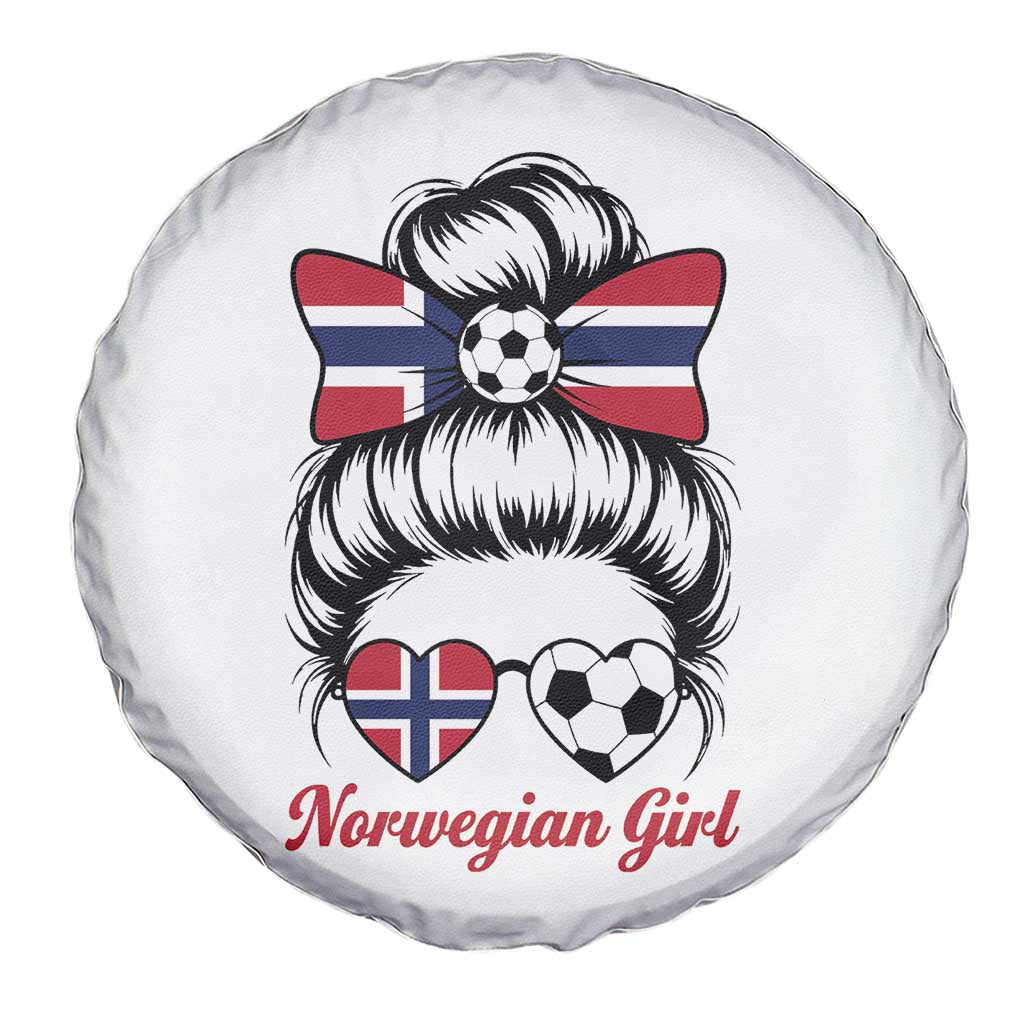 Norwegian Soccer Girl Spare Tire Cover Messy Bun Sunglasses Football Fan